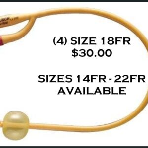 (4) Foley Catheters  18RF – 18″ 2Way Coated Latex 5cc Tip 1 – Rusch Gold